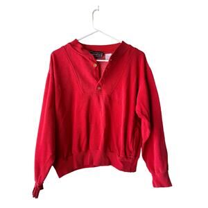 70s/80s Comfy Red Mens Sweatshirt Style Top by Youngbloods- M w pockets